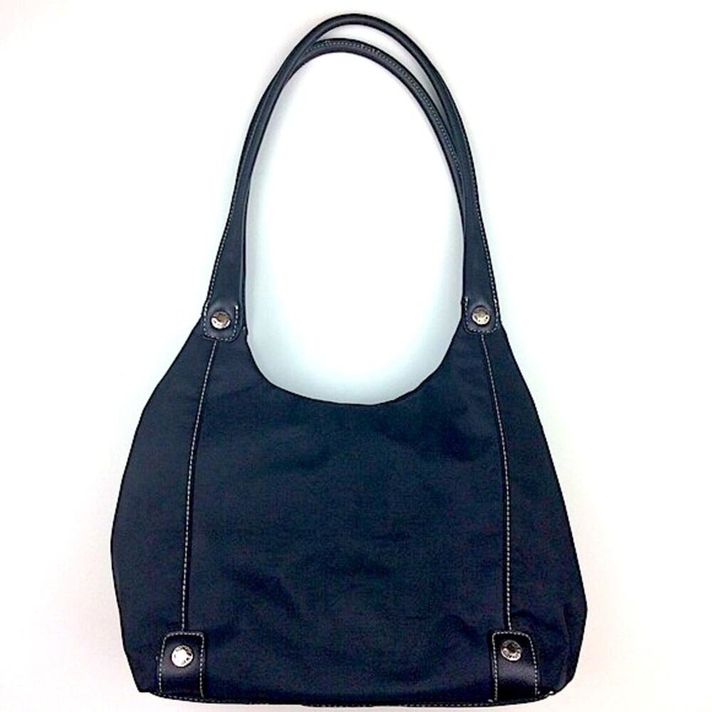 Tommy Hilfiger Black Canvas Shoulder Tote Bag Purse